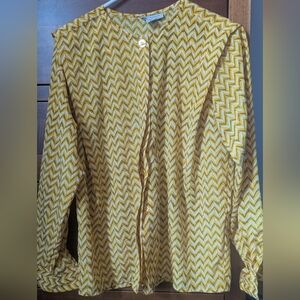 Vintage Vibrant Geometric Pattern Preppy Matching Skirt & Blouse Set